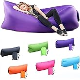 DERJLY Inflatable Lounger Air Sofa Hammock-Portable,Water Proof& Anti-Air Leaking Design-with Side Pockets and Matching Bag-f