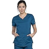 Cherokee Scrubs for Women V-Neck Scrub Top with 2 Pockets,Mesh Panels, Soft Stretch Durable Easy Care Nursing Uniform - WW601