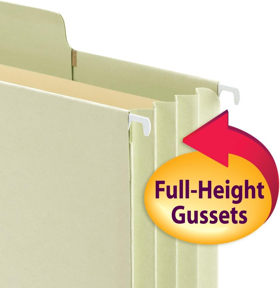 Smead FasTab Hanging File Pocket, 1/3-Cut Built-in Tab, 3-1/2" Expansion, Letter Size, Moss, 3 per Pack (64293) : Hanging File Folders : Office Products