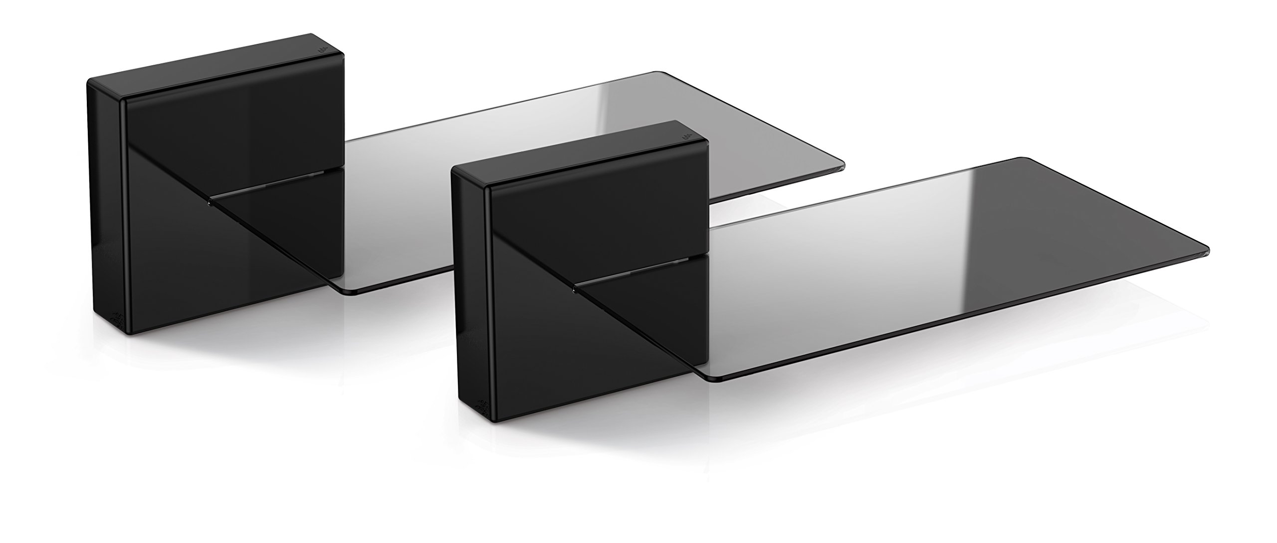 Meliconi Ghost Cube Black Sound Bar, Modular Cable Cover System with Glass Shelf for Sound Bar