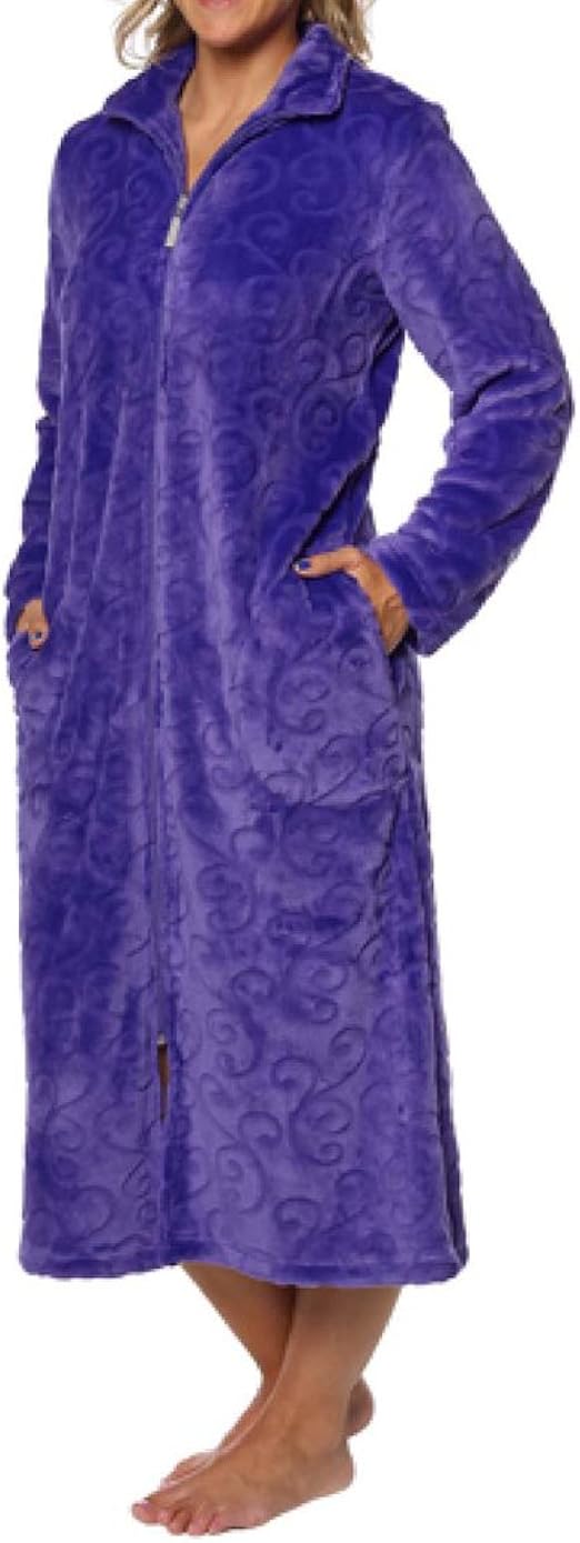 Ladies Purple Plush Robe with Zip (Small) at Amazon Women’s Clothing