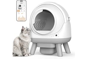 COZILEY Self Cleaning Litter Box for Multiple Cats, G1 Automatic Cat Litter Box, Self-Cleaning Robot with Smart APP Control and Health Monitoring, Includes 2 Roll Trash Bag and Litter Mat, White