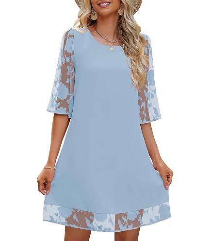 cute shift dresses Dress for Women Summer Elegant Embroidered Short Sleeve Mini Dress Vacation Boho Lace Loose Fit Short Crewneck T-Shirt Dress for Women Summer Clothes 2026 Women Outfits at Amazon Women's Size:Plus size Kentucky Derby Available in sizes XS Club Dresses | Nightclub