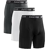 Niksa 3 Pack Compression Shorts Men, Spandex Athletic Workout Running Shorts Performance Sport Baselayer Underwear
