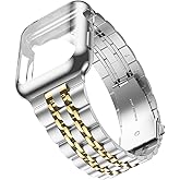 Wolait Compatible with Apple Watch Bands for Men 49mm 46mm 45mm 44mm 42mm 41mm 40mm 38mm,Stainless Steel Metal iWatch Bands with Screen Protector Case for Apple Watch Series11-1SE3/2/1,Ultra 3 2 1