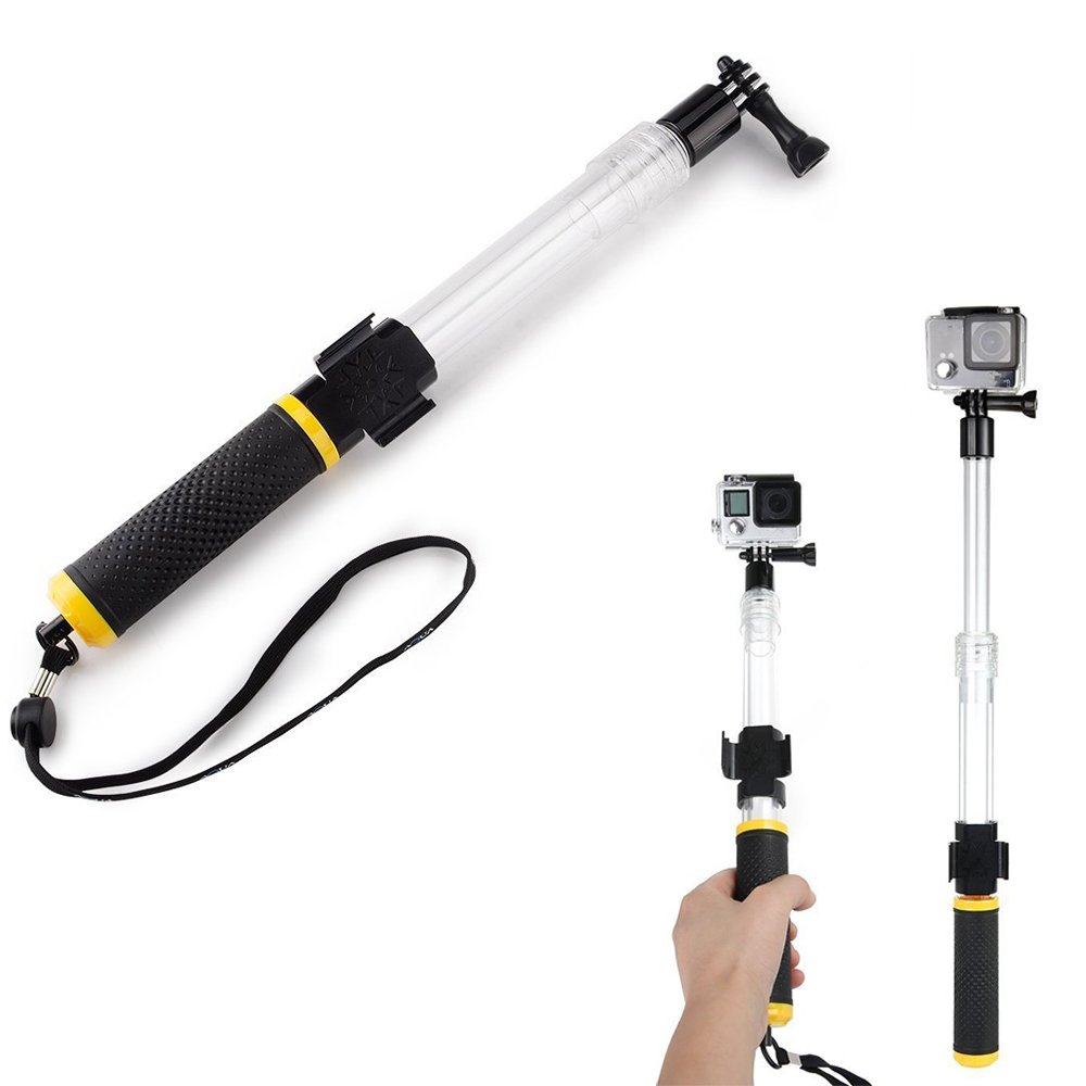 MyArmor Waterproof Extending Telescopic Monopod Selfie Stick Pole and Floating Hand Grip (60cm/23.6 in)with Tripod Mount and Remote Cradle for GoPro Hero 2 3 3+ 4 5, GoPro Hero 4 Session