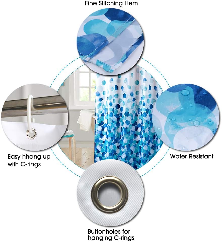 ARICHOMY Shower Curtain Set Bathroom Fabric Fall Curtains Waterproof Colorful Funny with Standard Size 72 by 72 (Blue): Kitchen & Dining