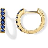 Elaximn Tiny Gold Huggie Earrings for Women, Hypoallergenic 14K Gold Plated Small Birthstone Cubic Zirconia Hoop Earrings Cuff for Women Jewelry Gifts