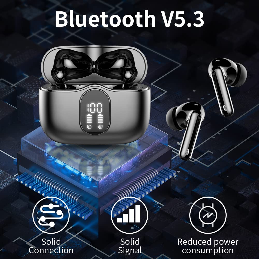 Btootos Bluetooth Kopfhörer, Kopfhörer Kabellos Bluetooth 5.4 Sport In Ear Kopfhörer mit 4 Mikrofon, 40 std Spielzeit, LED-Anzeige, ENC Lärmreduzierung, Tiefer Bass Ohrhörer für Arbeit und Studium 4