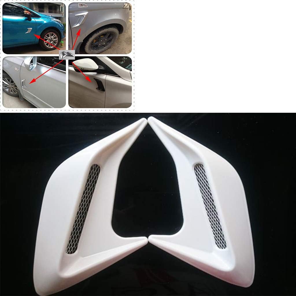governingsoldiers Side Fender Vent Hood Scoop Door Decor Carbon Fibre Car Bonnet Air Intake Flow,White