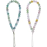 LEGENTLISUR Phone Charms Beaded Phone Wrist Strap Flower Anti-Lost Cellphone Wristlet Lanyard Elastic Hands Free Bracelet Strap Charms Chains for Car Key Purse Mobile