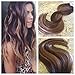 Moresoo 18 inch 20pcs/50g Colorful Two Tone Hair Chocolate Brown Highlighted with Caramel Blonde 100% Remy Human Hair Seamless Tape In Hair Extensions