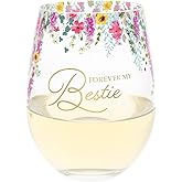 Pavilion Gift Company - Forever My Bestie - 17 oz Stemless Wine Glass Best Friend Friendship BFF Wine Lover