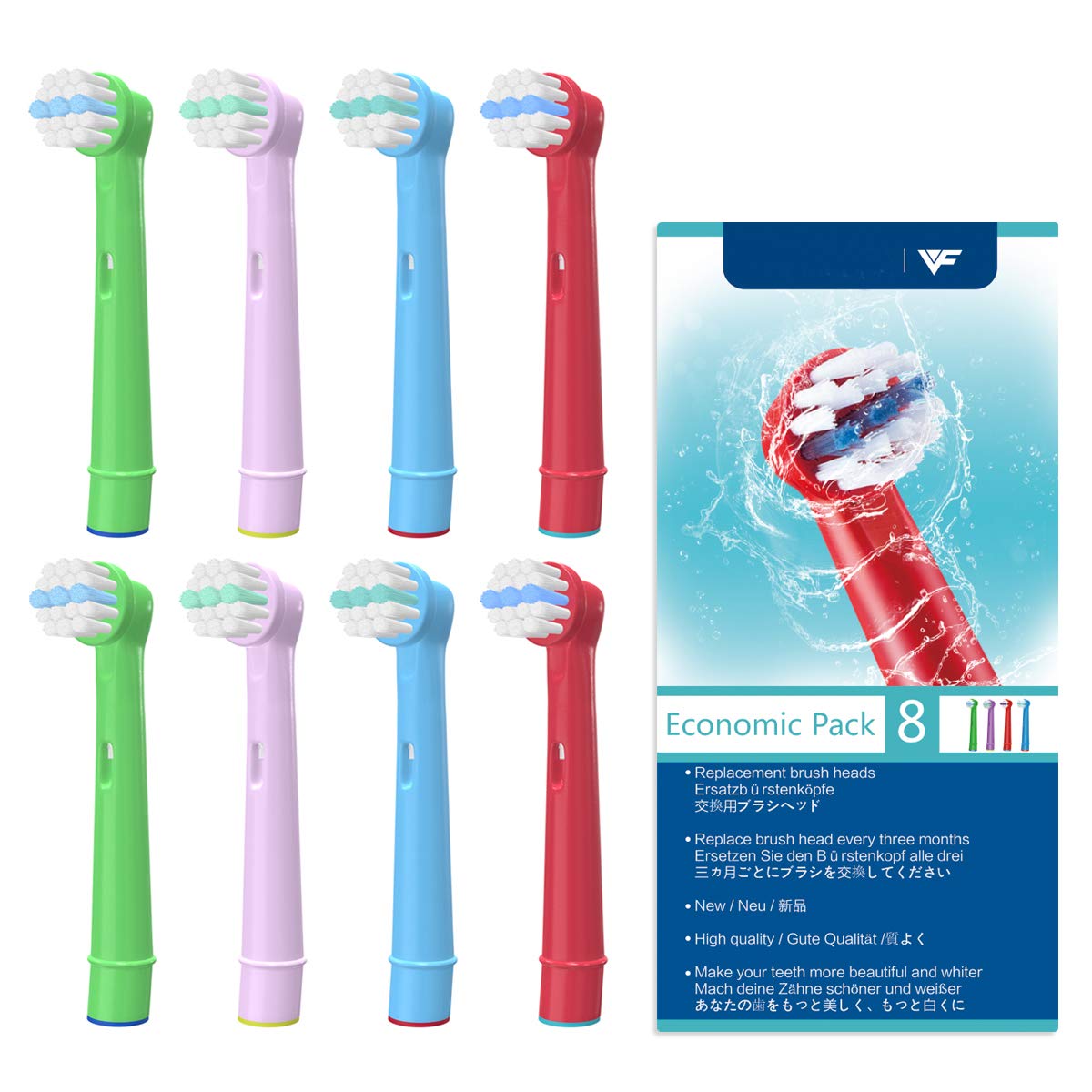 YanBan 8pcs Kid's Toothbrush Head for Oral B Children Replacement Brush Heads for Braun Electric Rechargeable Toothbrush with Package
