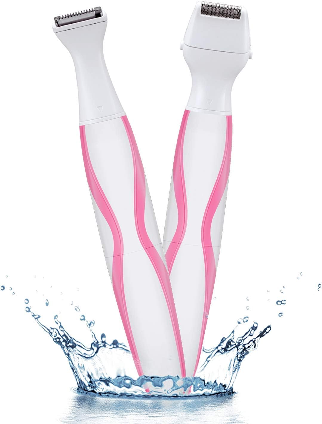 Electric Lady Shaver Bikini Trimmer Facial Hair Removal Eyebrow Trimmer Body Shaver for Women, Flawless Hair Remover 3 in 1, Waterpoof Cordless Lady Shaver Razor（Pink） (2 in 1 Pink)