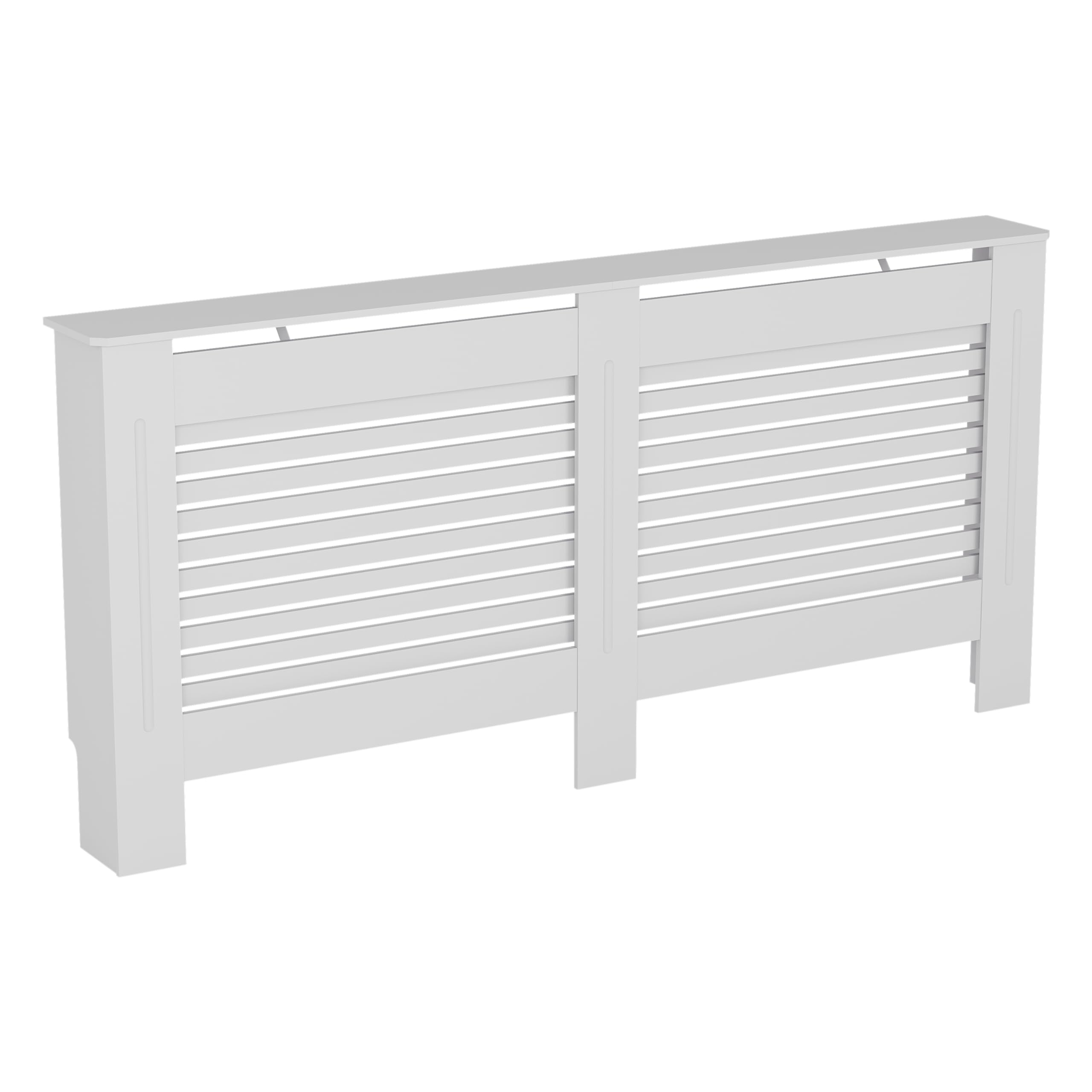 Vida Designs Milton Radiator Cover White - Extra Large - Modern Horizontal Slat Design For Optimal Heat Circulation - H82xW172xD19cm - Painted MDF Cabinet Ideal For Living Room & Hallway