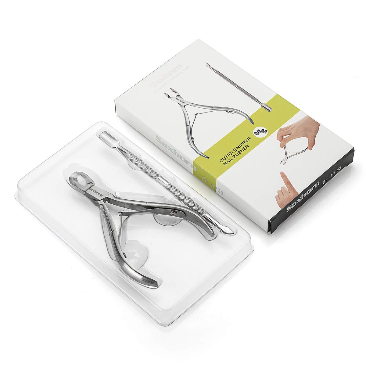 Cuticle Remover, Saxhorn Cuticle Trimmer and Nipper with Cuticle Pusher - Manicure Tools and Cuticle Cutter Clipper for Fingernails and Toenails: Home Improvement