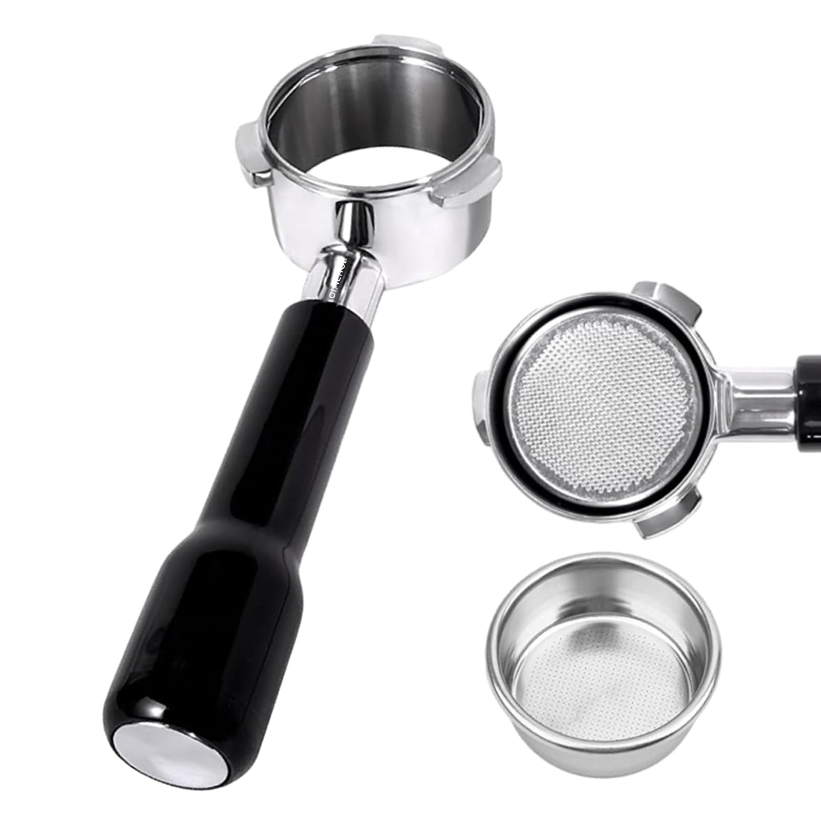 Photo 1 of VOURMIO 54mm Bottomless Portafilter - 3 Ears with Stainless Steel Filter Basket, Fits Breville Barista Express, Pro, Touch, Bambino Plus, Infuser (880BSS, 870XL, 878BSS, 500BSS, 840XL), Black