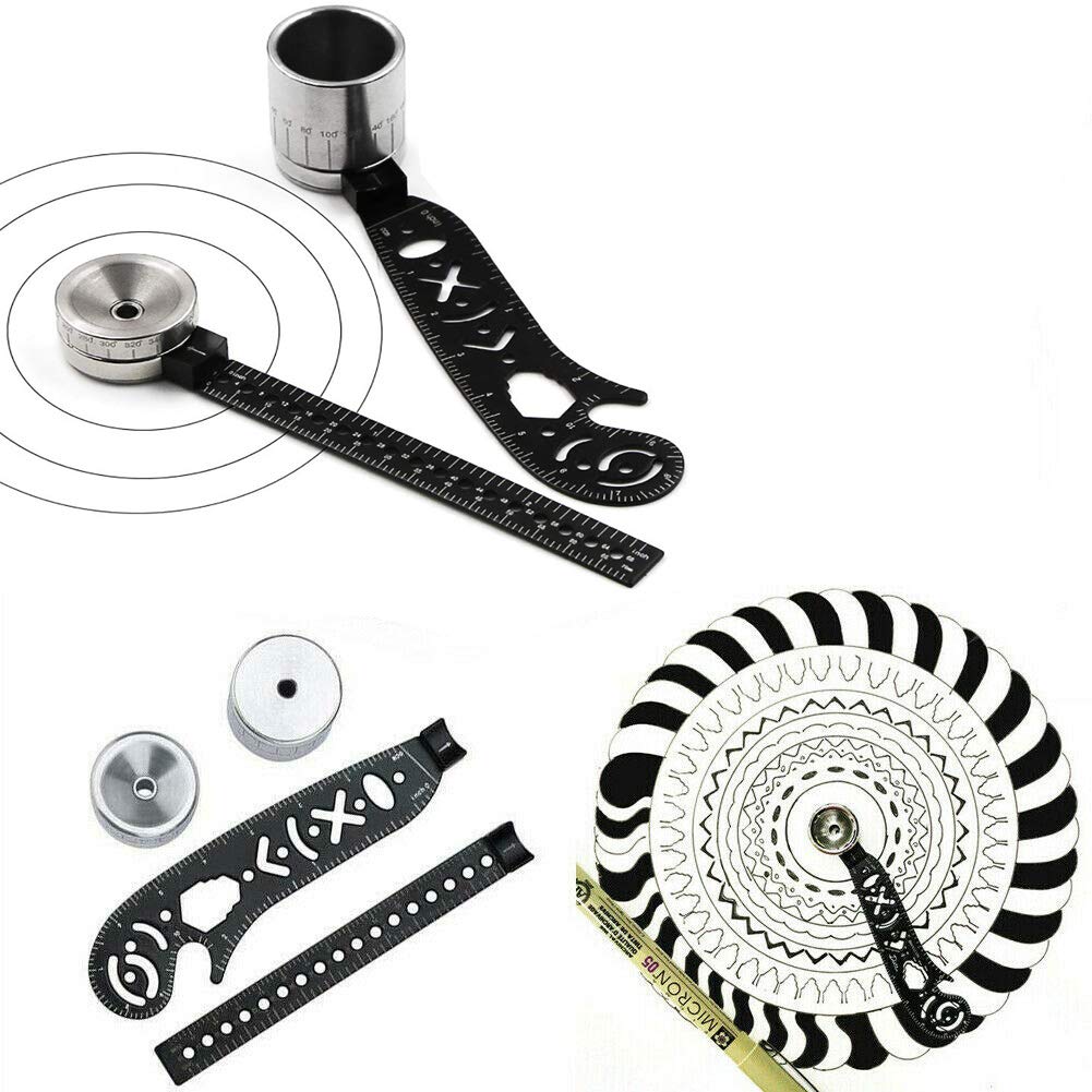 Upgraded Version The Most Versatile Magcon Tool Design Drawing Curved Mini Compass Metallic Measuring Ruler Protractor Combo Patterns for Bottle Opener Notepad Designers Artists Architects Student
