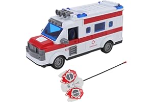 Joyzan Ambulance Toys for Kids, Remote Control Car Play Emergency Toy Model Children RC Aid Truck Learn Toys Rescue Friction Powered Electric Vehicle Role Playsets Gifts Boys Girls Toddler Children