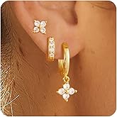 AiviGirl Gold Earrings for Women, 3 Pairs 14K Gold Plated Hoop Earring Sets for Women Small Gold Huggie Earrings Sets for Multiple Piercing, Hypoallergenic Dainty CZ Cartilage Earrings Stacks Trendy Jewelry Gifts