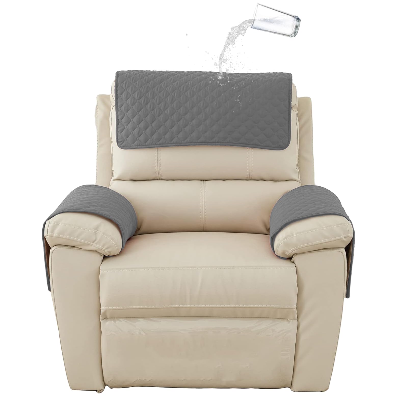 GYHH Sofa Armrest Cover, Headrest Cover for Recliner Chair Arm Cover,Armchair Slipcover Nonslip Quilted Furniture Protector for Pets Leather Sofa Couch