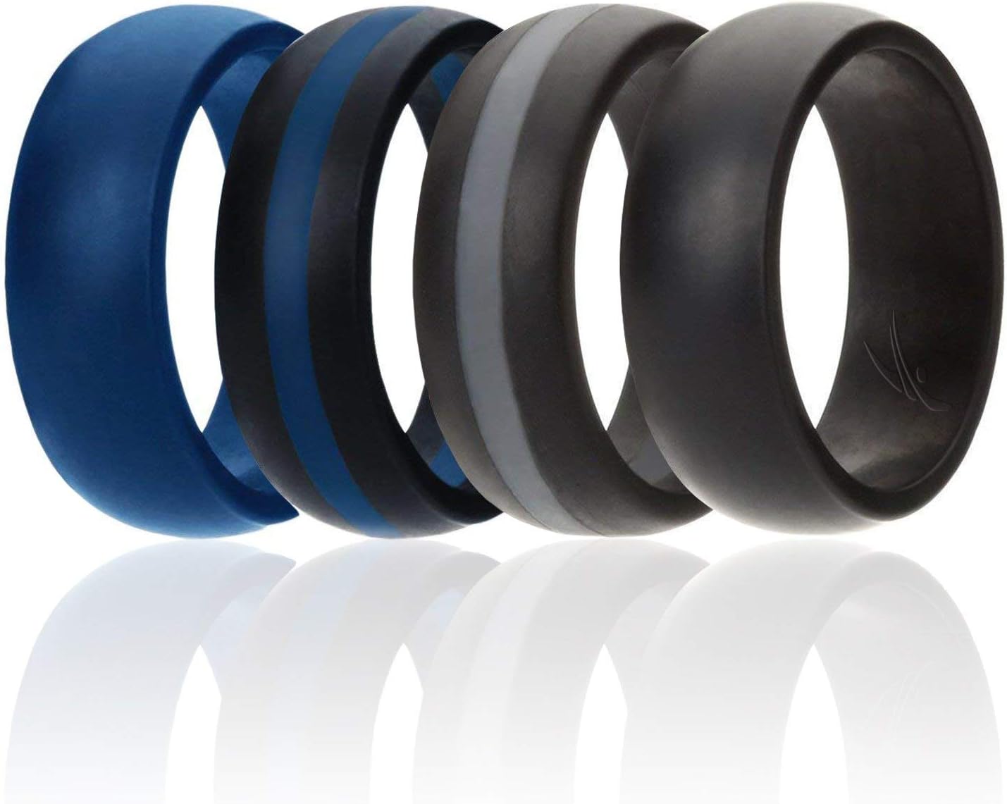 ROQ Anillo de boda de silicona para hombres, paquete de 7, paquete de 4