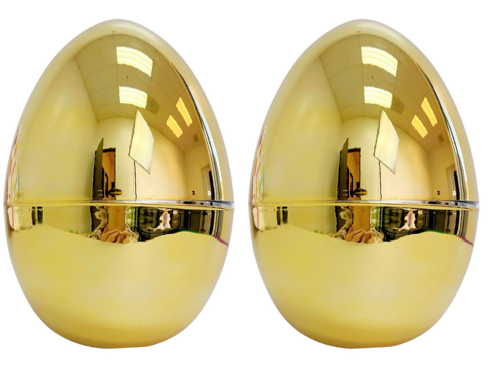 GiftExpress Jumbo Easter Eggs - 10" Tall x 7" Wide Extra Large Empty Plastic Eggs - Perfect Kids & Adult Party Toys for Gift Baskets or Egg Hunt Decor - 2 Piece, Gold