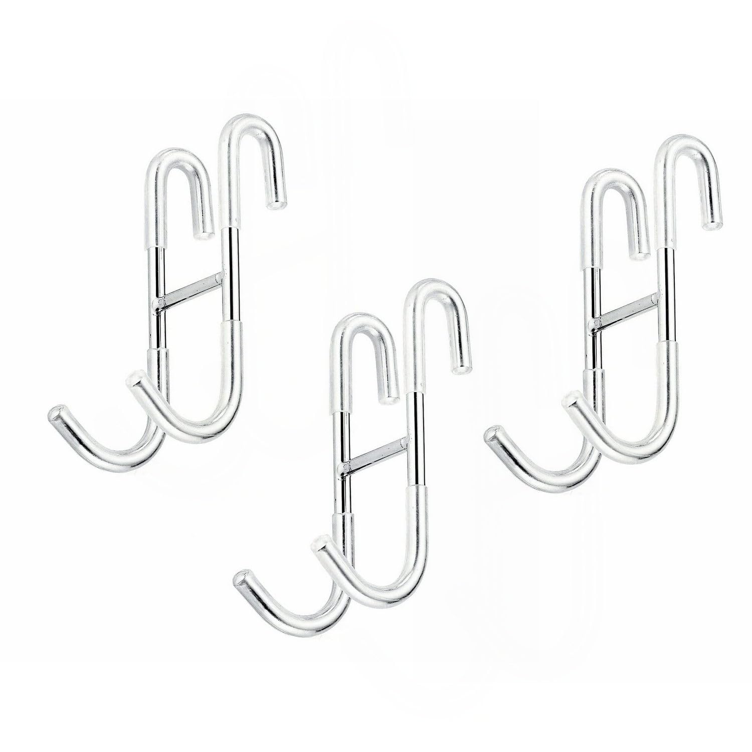 Leekayer 3 Pack Shower Door Hooks,Sliver S Shaped Stainless Steel Over Door Hook for Bathroom Kicten,Wardrobe,Cabinet Door to Hang Bags, Towels,Key,Hat,Coat