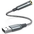 MCSPER 2-Pack USB to 3.5mm Jack Audio Adapter,External Sound Card USB-A to Audio Jack Adapter with Aux Stereo Converter Compatible with Headset, Desktops, PC Windows,Laptop Mac,Linux,and More Device
