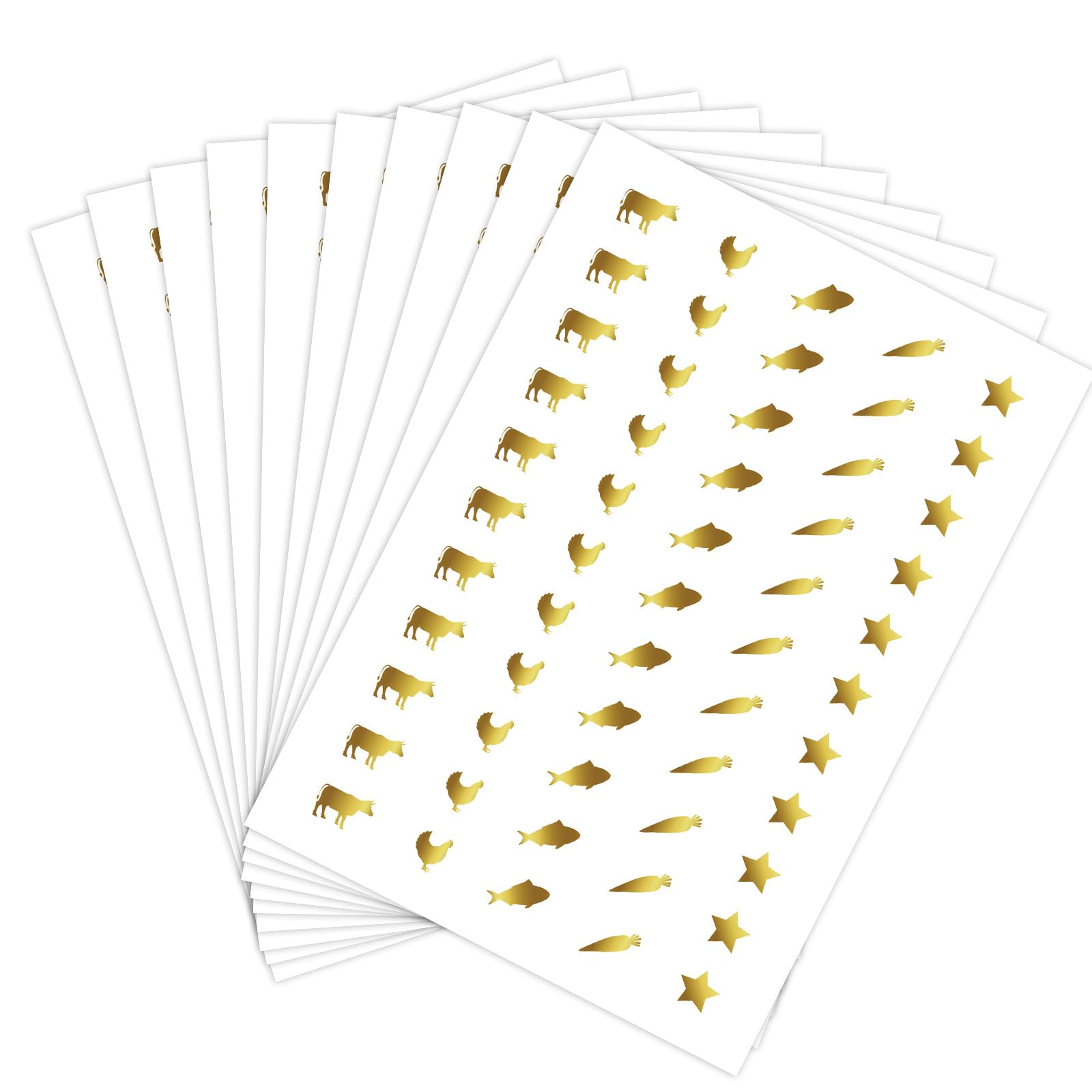 Photo 1 of 500pcs Meal Stickers, Gold Wedding Meal Choice Indicator Stickers with Beef Carrot Chicken Fish Star Pattern Food Selection Labels for Place Cards (10 Sheets)
