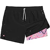 maamgic Mens Running Shorts with Compression Liner 5" Quick Dry Workout Shorts Anti-Chafe Gym Shorts 2 in 1 Athletic Shorts