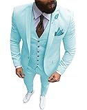 Aesido Formal Men's Suit Regular Fit 3 Piece Solid Prom Tuxedos Business Suits Set for Wedding Grooms (Blazer+Vest+Pants)