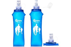 Qidoe 2 Pack Running Vest Soft Flask, 17oz/500ml BPA-Free TPU Collapsible Soft Water Bottle for Hydration Pack, Running Vest, Folding Water Bottles for Hiking Cycling Climbing