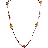 MINACHI Hippie Bohemian Colorful Ceramic Bead Long Strand Necklace, Boho Hippie Beach Summer Statement Jewelry Gift for Women