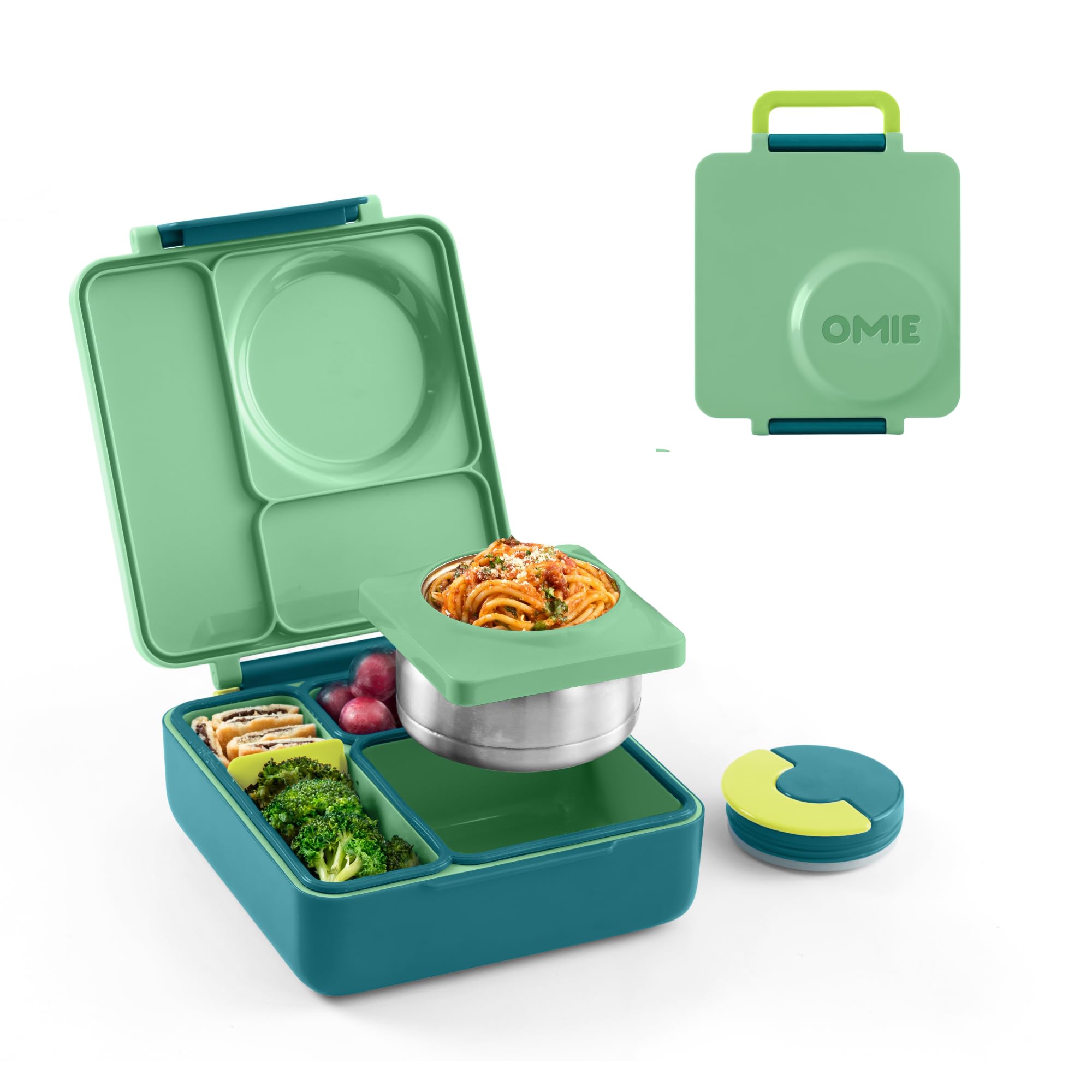 Omie B9099 OmieBox Kids Bento Lunch Box, Plastic, Meadow