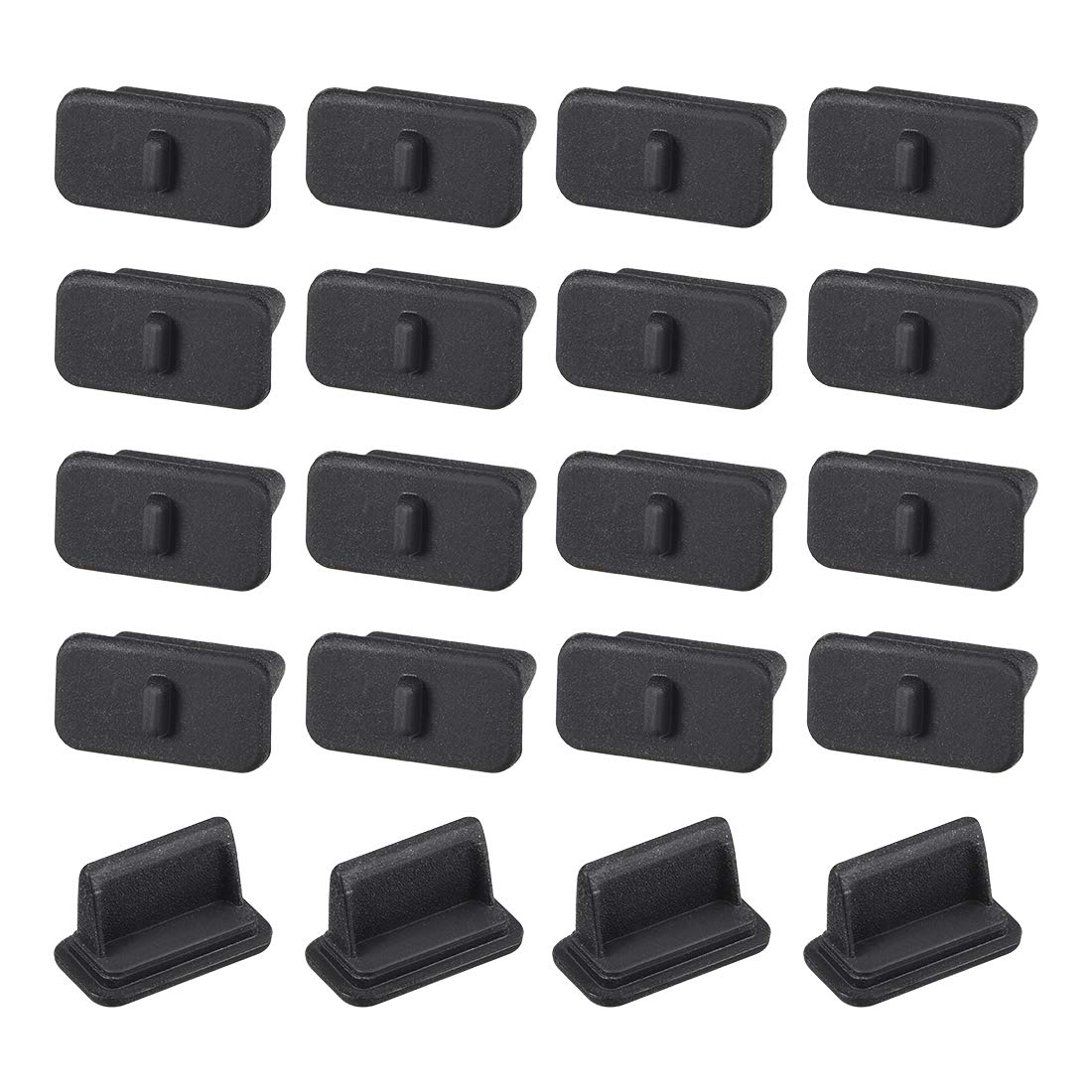 sourcing map 20pcs USB A3 Silicone Cap Port Cover Anti Dust Protector 12.3mmx3.5mm Black