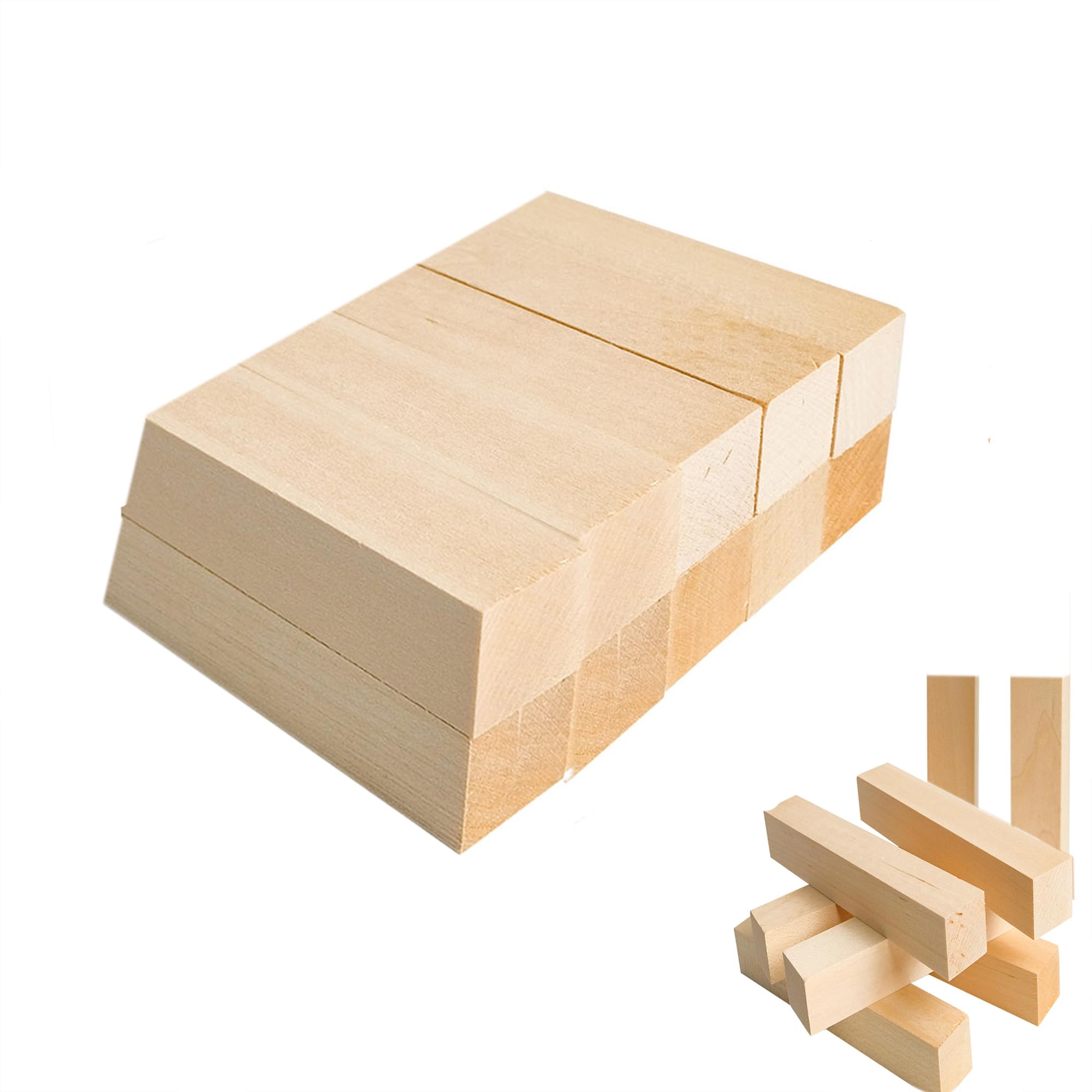 Photo 1 of 10 Pack Basswood Carving Blocks, 4 x 2 x 2 Inch Rectangle Bass Wood Blocks for Crafting, Unfinished Basswood Blocks for Carving, Crafts, Home DIY