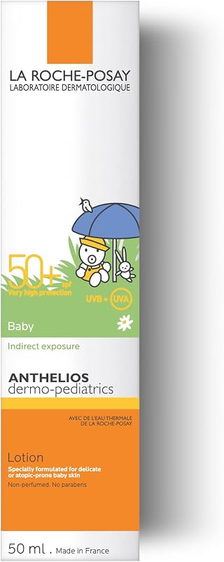 La Roche Posay Sun Milk for Baby, protetor solar com SPF50+, previne o stress oxidativo e o aparecimento de manchas, água, suor e areia, Anthelios Dermo-Pediatrics, 50 ml