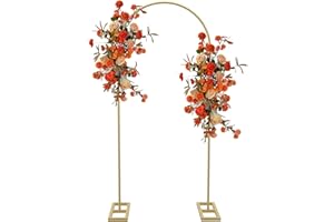 Queension Arch Backdrop Stand 6FT, Metal Wedding Arch Stand with Base for Ceremony, Balloon Arched Backdrop Frame for Birthday Party Baby Shower Celebration Decorations, Gold