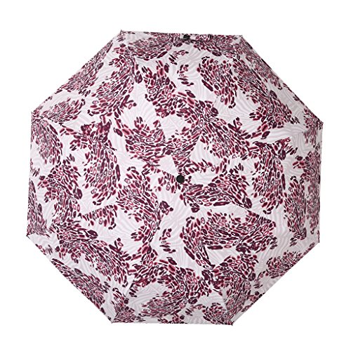 Kobold Compact Travel Sun Folding Umbrella UV Protection Light for Women Windproof Parasol Rain Umbrellas Pink Leopard Pattern