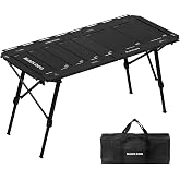 Grkod BLACKDOG Aluminum IGT Table for Camping, Portable Folding Camp Table | Adjustable Height 16-24", 4.5 Unit IGT Modular System Compatibility Camping Table with Carry Bag, 7 Expandable Plates