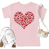LAZYCHILD Kids Valentine Shirt Girls Valentines Day Shirts Heart Graphic Long Sleeve Striped Tee Tops 5-14 Years