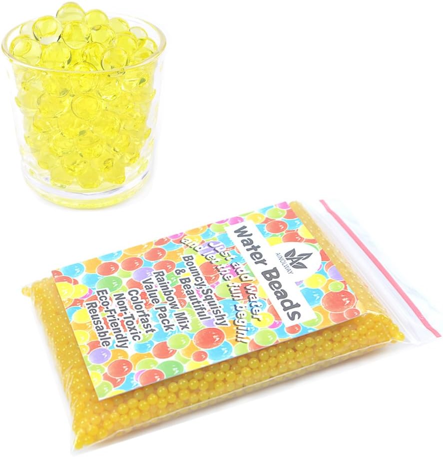 AINOLWAY Water Beads, Original Size Water Gel Bead Jelly Growing Balls for Kids Tactile Toys, Sensory Toys, Vase Filler (8 Oz, Gold)