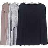 Smallshow Women's Nursing Tops Long Sleeve Shirts for Breastfeeding 3-Pack