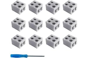 CEZELUX 12 Pack Led Strip Light Connectors 8mm 2 Pin Solderless White 12V LED Tape Light Connectors to Wire for 5V 24v Single Color LED Strip Lights Included Screwdriver 2-Pin 8mm (12pack)