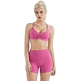 SUUKSESS Workout Sets for Women Padded Open Back Strappy Gym Set Criss Cross Yoga Sets 2 Pieces