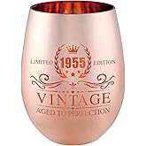 xilaxila 71st Birthday Gifts for Women - Vintage 1955 Wine Glass - 70th Birthday Decorations for Her - Funny Bday Present Ideas