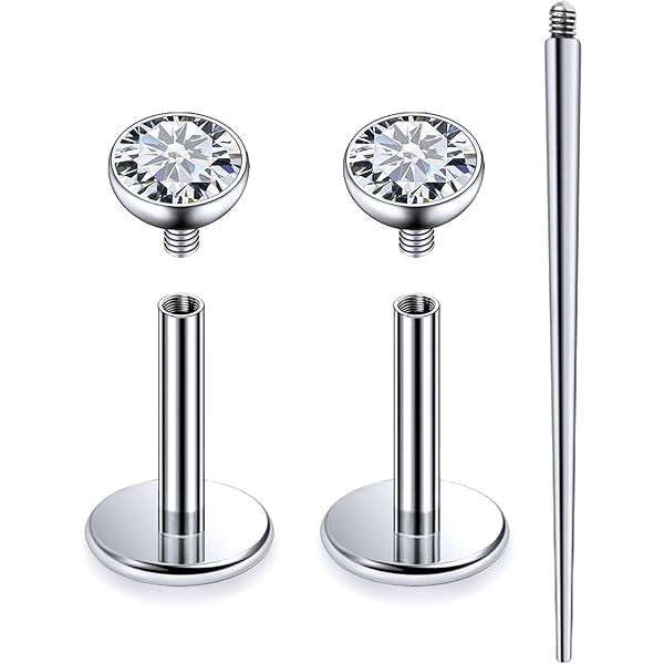 Super Tiny Triple Stones Threadless Flat Back Tragus Stud, 20,18,16ga, 5-10mm Un