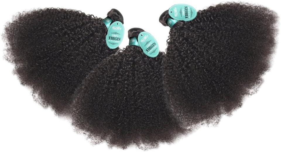HmtAfro Brazilian Afro Kinky Curly 9A Grade 300 Gram Natural Color Hair Bundles(16'' 16'' 16'')